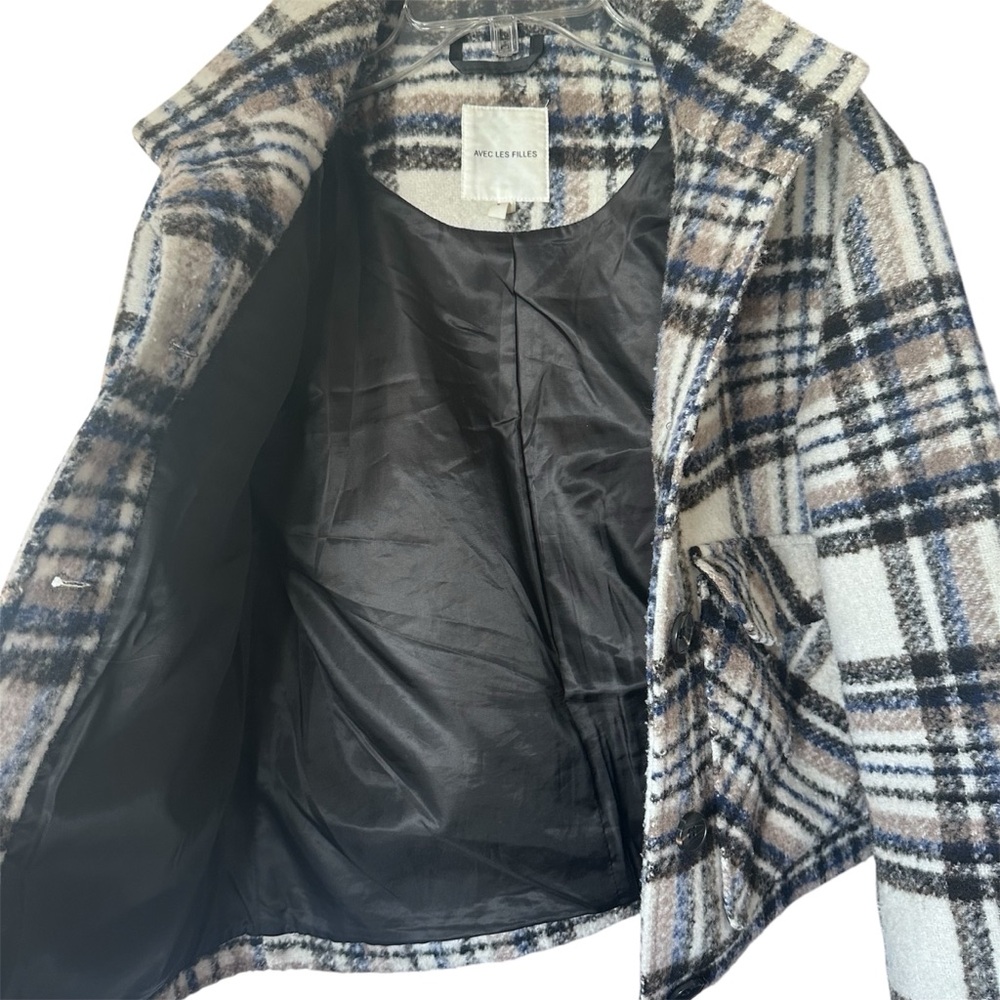 AVEC LES FILLES Womens Brushed Plaid Oversized Jacket Sz XS - Picture 10 of 16